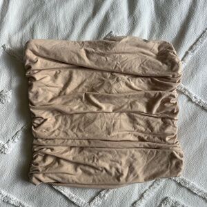 Tan Ruched Tube Top